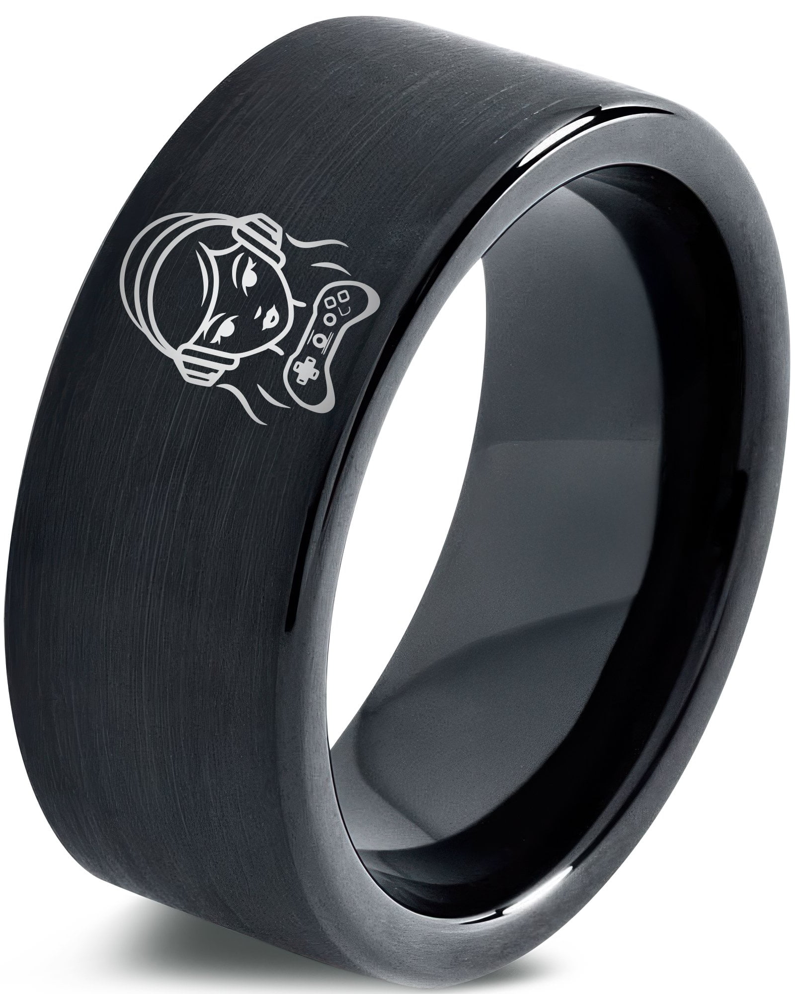 Gift for Her Gamer Black Rings Women Tungsten Minimalist Jewelry Grey — free download