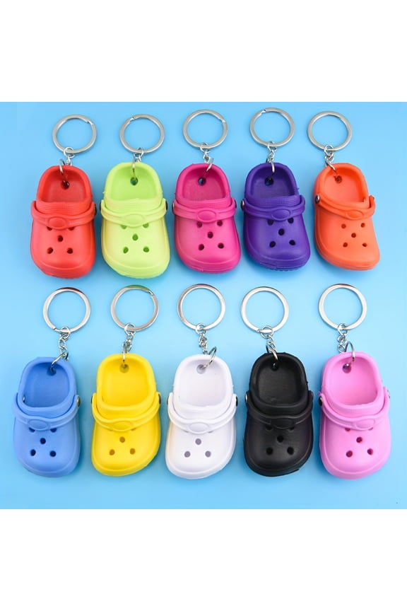 Gift for Her/Him 2-Piece Mini Crocodile Slipper Keychain - Durable Plastic, Various Colors, Bag Charms and Party Accessories, Random Color