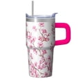thumbnail image 1 of Gift for Her Women Floral Tumbler 20oz - Insulated Stainless Steel Travel Cup with Handle, Straws, Leak-Proof Coffee Tea Mug, 1 of 5