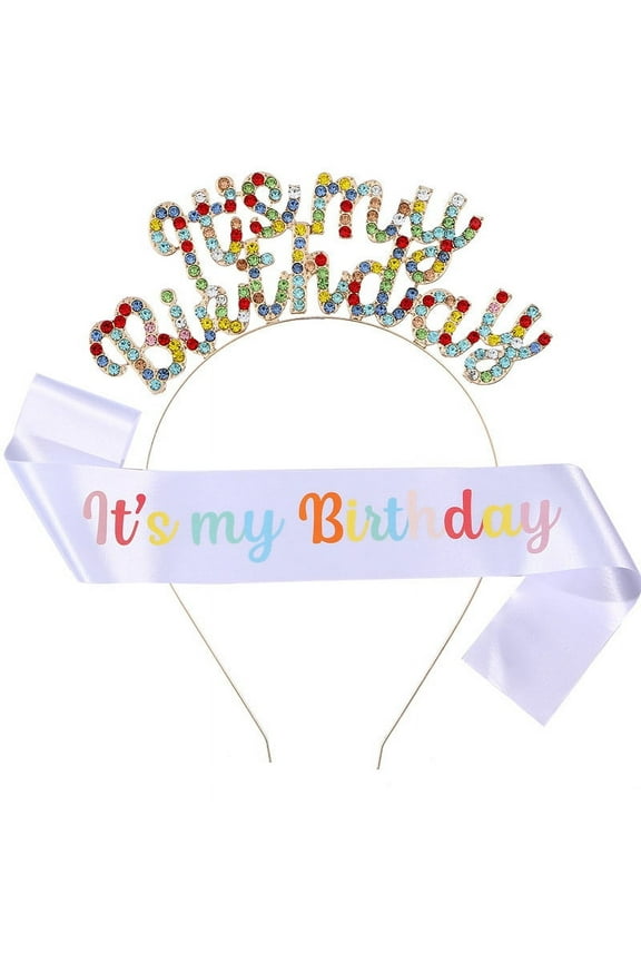 Gift for Kids Matoen New Birthday Headband Shoulder Band Ceremonial Band Set " It's My Birthday " Hair Accessories Party Supplies