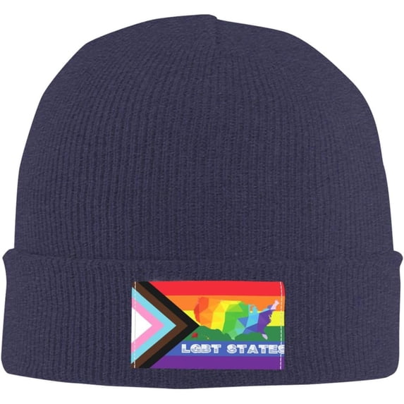 Gift for LGBT Pride America Flag Beanie Hat Men Women Rainbow LGBTQ Gay Winter Hat Black Lesbian Pansexual Knit Cap