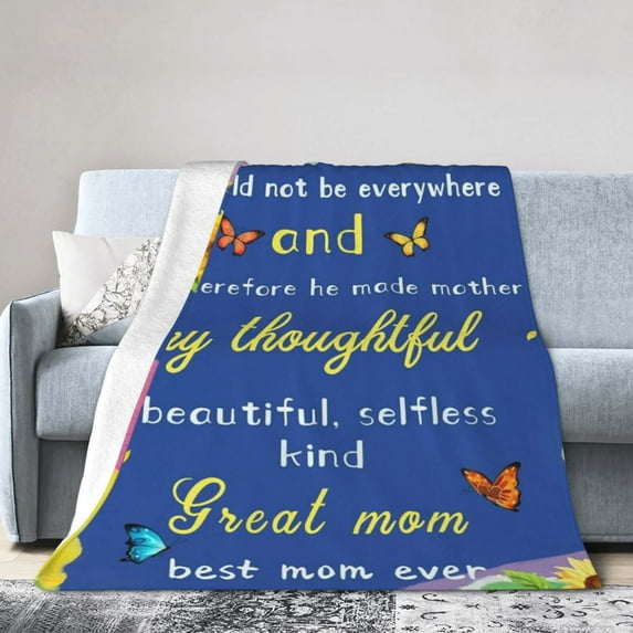 Gift for Mom Blanket Throw Birthday Gift for Mom with Letter Print Soft Flannel Blanket Mom Gift 50" x 40"