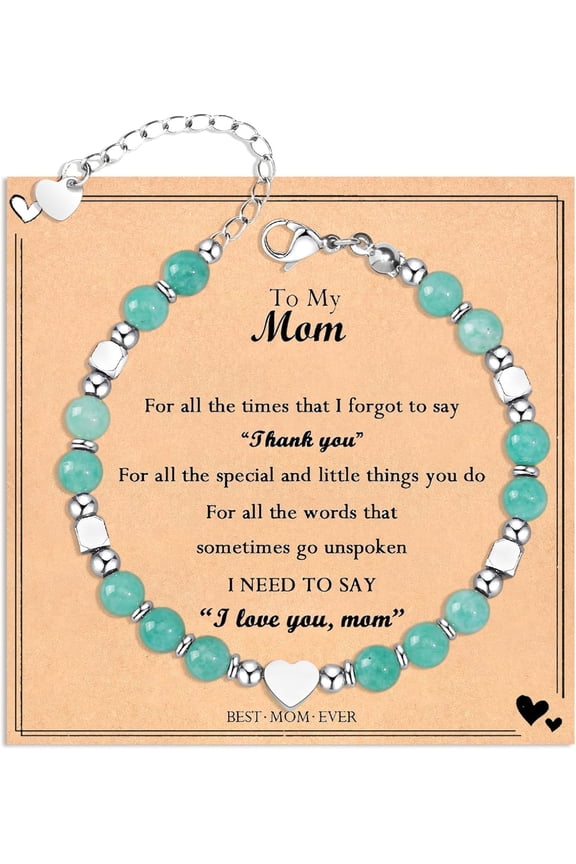 Gift for Mom, Healing Nature Stone Beacelet for Women, Unique Gift Idea with Quote Card to Show Your Love