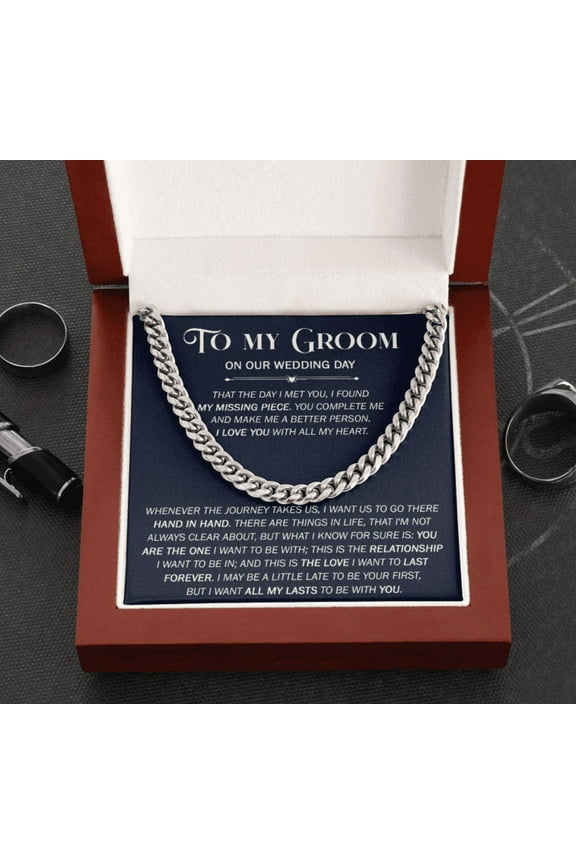 Gift for My Groom, Necklace for My Man on Wedding Day, Meaningful Present for My Groom from Bride, Love You With All my heart