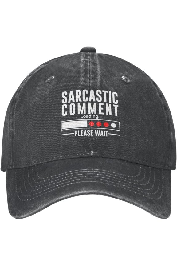 Gift for Sarcastic Comment Loading Please Wait Funny Hat for Men Women Fun Humor Baseball Cap Black Snapback Hat