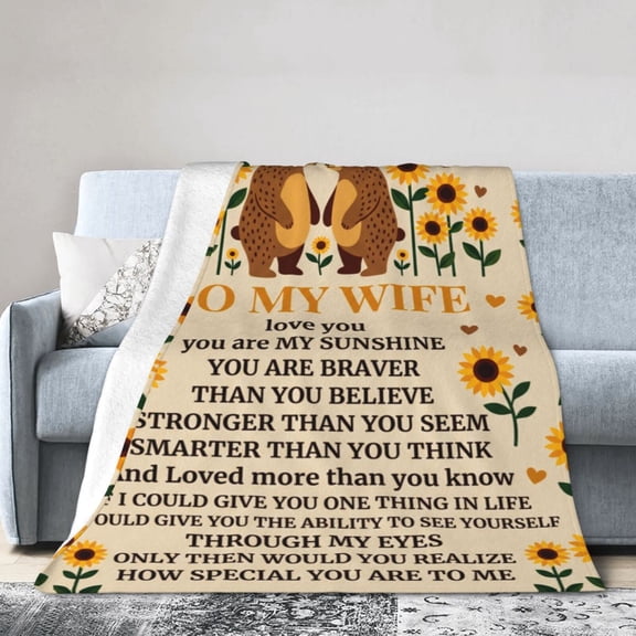Gift for Wife from Husband, To My Wife Blanket, Romantic I Love You Throw Blanket, Soft Cozy Flannel Blanket for Anniversary Birthday 50x40