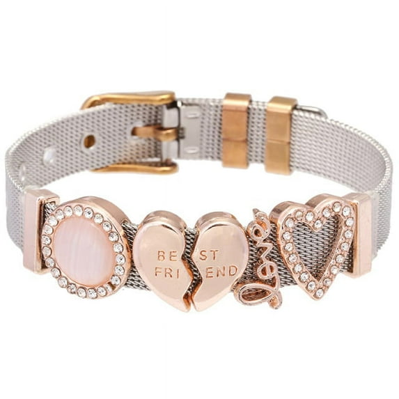 Gift for Women Stainless Steel Mother&'s Day Jewelry Gift Mesh Bracelets For Women Mother Heart Lock Crown Charms Bracelets
