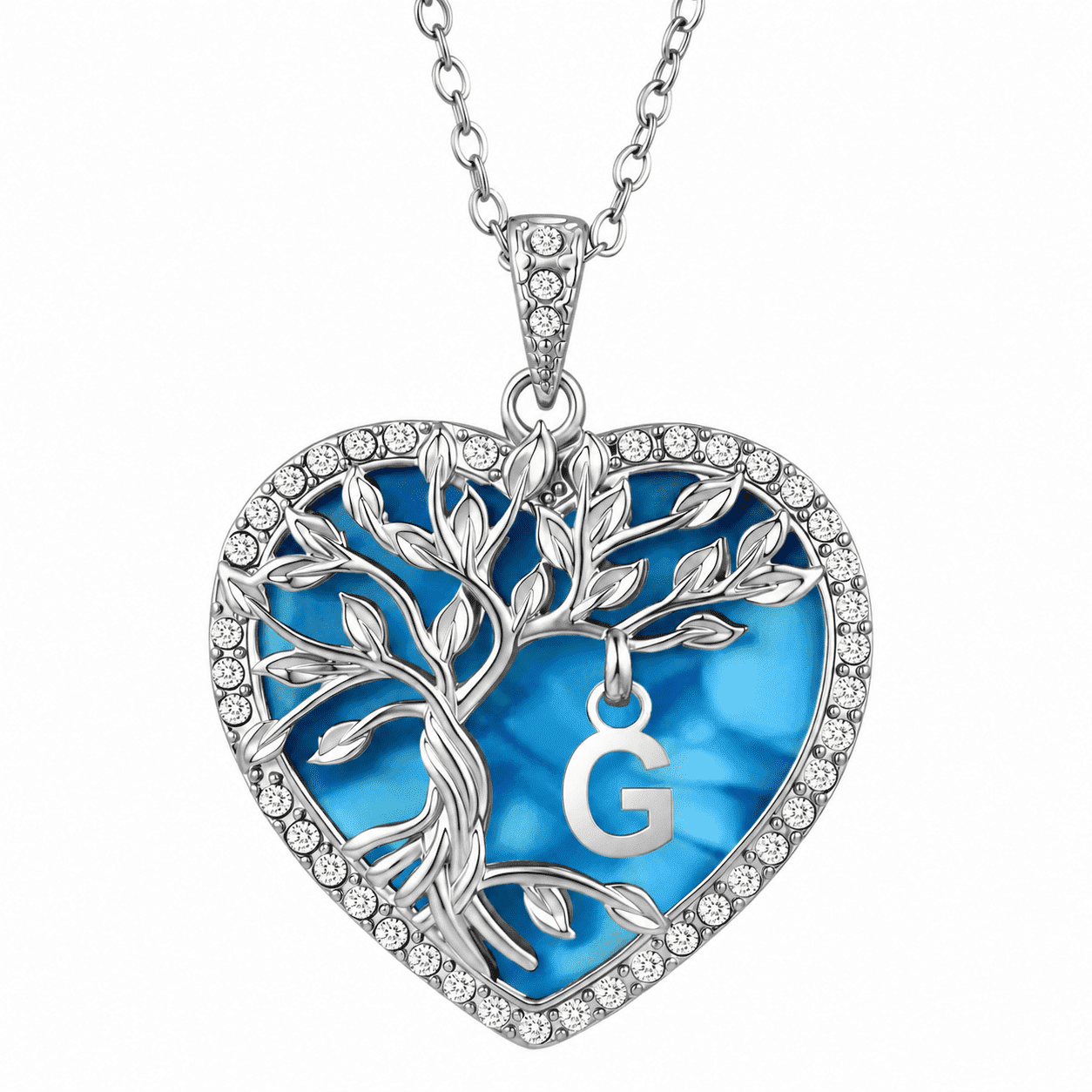 Heshpaws Tree of Life Necklace for Women ，Heart Pendant with Initial Letter , A-Z Alphabet Jewelry for Women, Birthday Anniversary Gift