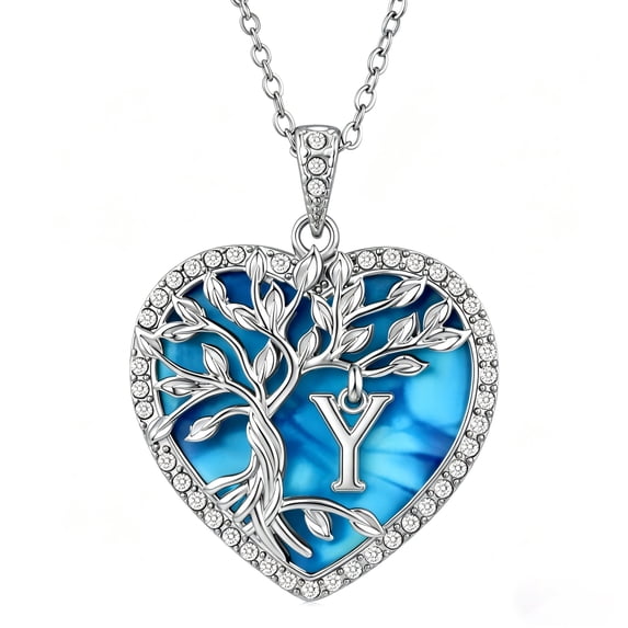 Heshpaws Tree of Life Necklace for Women ,Heart Pendant with Initial Letter , A-Z Alphabet Jewelry for Women, Birthday Anniversary Gift