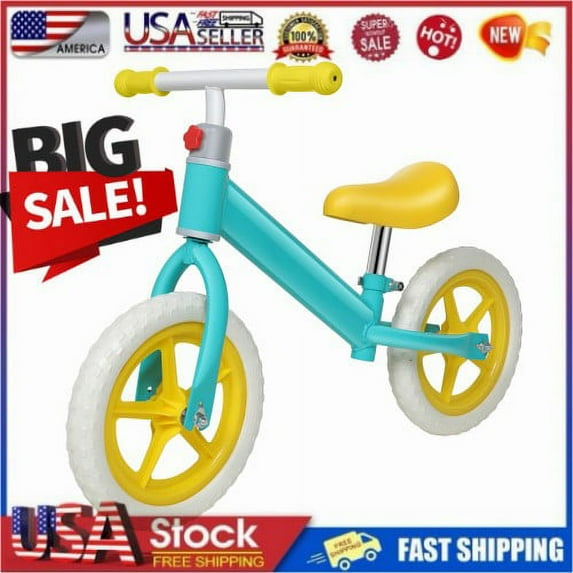 Gift for kids,11 inch Kids Balance Bike for Over 3 Years Old Children, Adjustable Heights, Carbon Steel & PE Tires, Light Blue