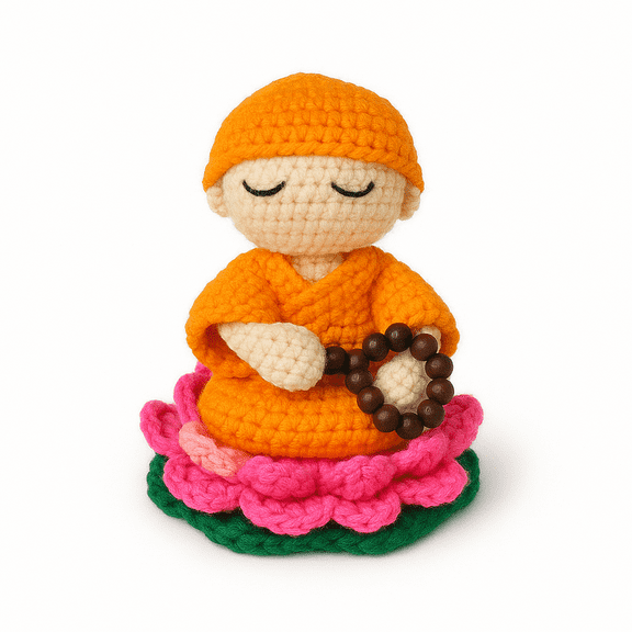 Gift for religious friends,Serene and Artistic Home Dcor, Crochet buddha doll, Amigurumi big buddha, Happy monk