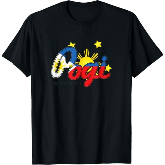 Gift for someone handsome | Filipino Flag | Pogi T-ShirtMen and women, Black T-shirt, size: Extra large S-4XL
