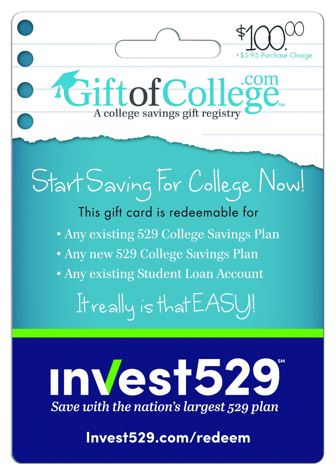 Gift of College & Invest $100 Gift Card