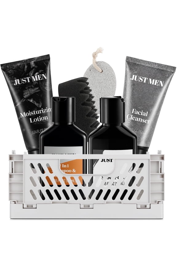 Bath Gift Sets for Men, 7 Pcs Spa & Shower Basket with Body Wash, Birthday Holiday Valentines Day Grooming Gifts for Him