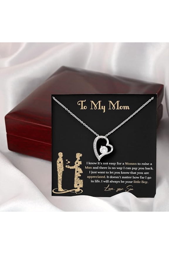 Gift to Mom from Son – I Love You Necklace, Sentimental Birthday Gift for Mom from Son, Unique Moms Birthday Gift Ideas Luxury Box