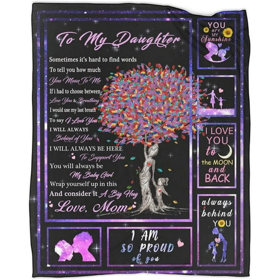 Gift to My Daughter Flannel Blanket - Soft Warm Throw for Daughter Birthday Anniversary from Mom 50 x 60 Inch