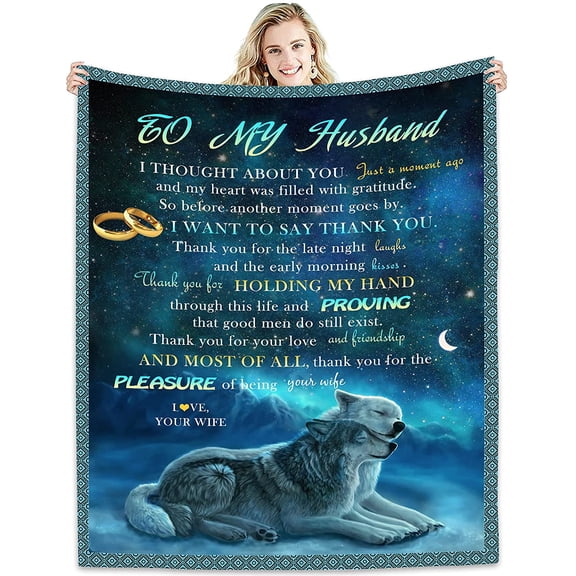 Gift to My Husband Blankets from Wife Fleece Throws Blanket for Best Husband Birthdays Anniversary Wedding Gifts Blankets, 50x60in Fleece Blanket