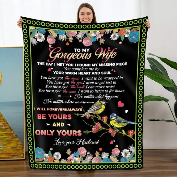 Gift to My Wife from Husband, for Wife Mothers Day Birthdays Gift, Soft Throw Blankets ,Throw Blanket (to My Wife from Husband, Size:60"x80")