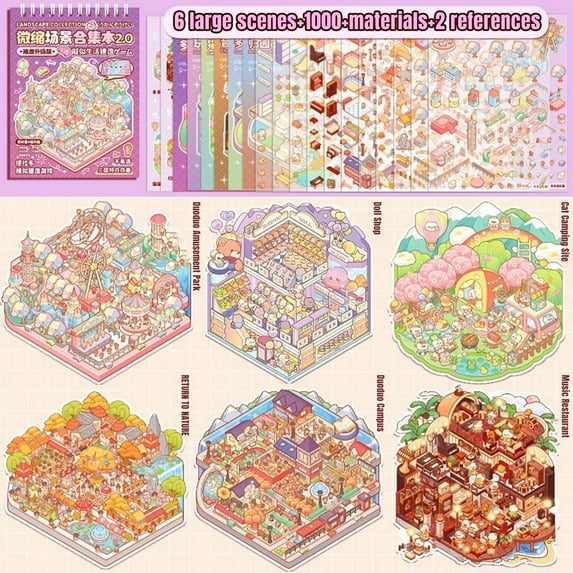 Gift toys 3D Stereoscopic Miniature Scene Stacking Decorative Stickers For Kids, Create Your Own Magical Worlds With Hundreds Of Themed Stickers, Interactive Screen-Free Fun For Boys Girls