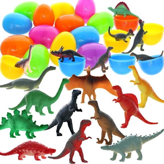 GiftExpress 50 Pcs Easter Eggs Prefilled Dinosaur Toys - Prefilled Easter Basket Stuffers Perfect for Easter Egg Hunt, Easter Party Favors for Kids