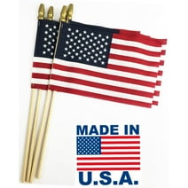 GiftExpress Set of 12, Proudly Made in U.S.A. Small American Flags 4x6 Inch/Small US Flag/Mini American Stick Flag/American Hand Held Stick Flags Spear Top