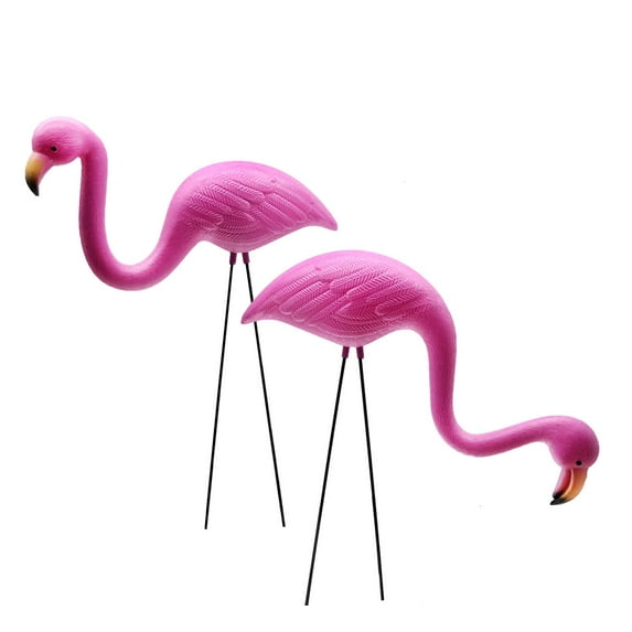 GiftExpress Set of 2, Small Pink Flamingo Yard Ornament/Mini Lawn Flamingo Ornaments/Pink Flamingo Garden Yard Decor (2)