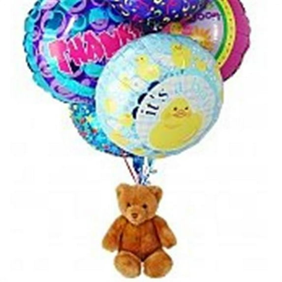 GiftTree 3075 Balloon Bouquet: 6 Mylar & Teddy - Thank You