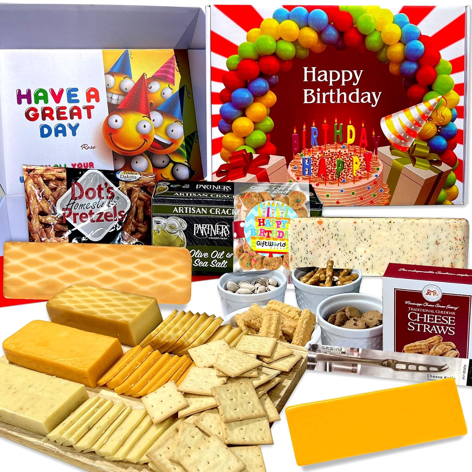 GiftWorld All Cheese Gift Basket Birthday Sampler Gourmet Cheese