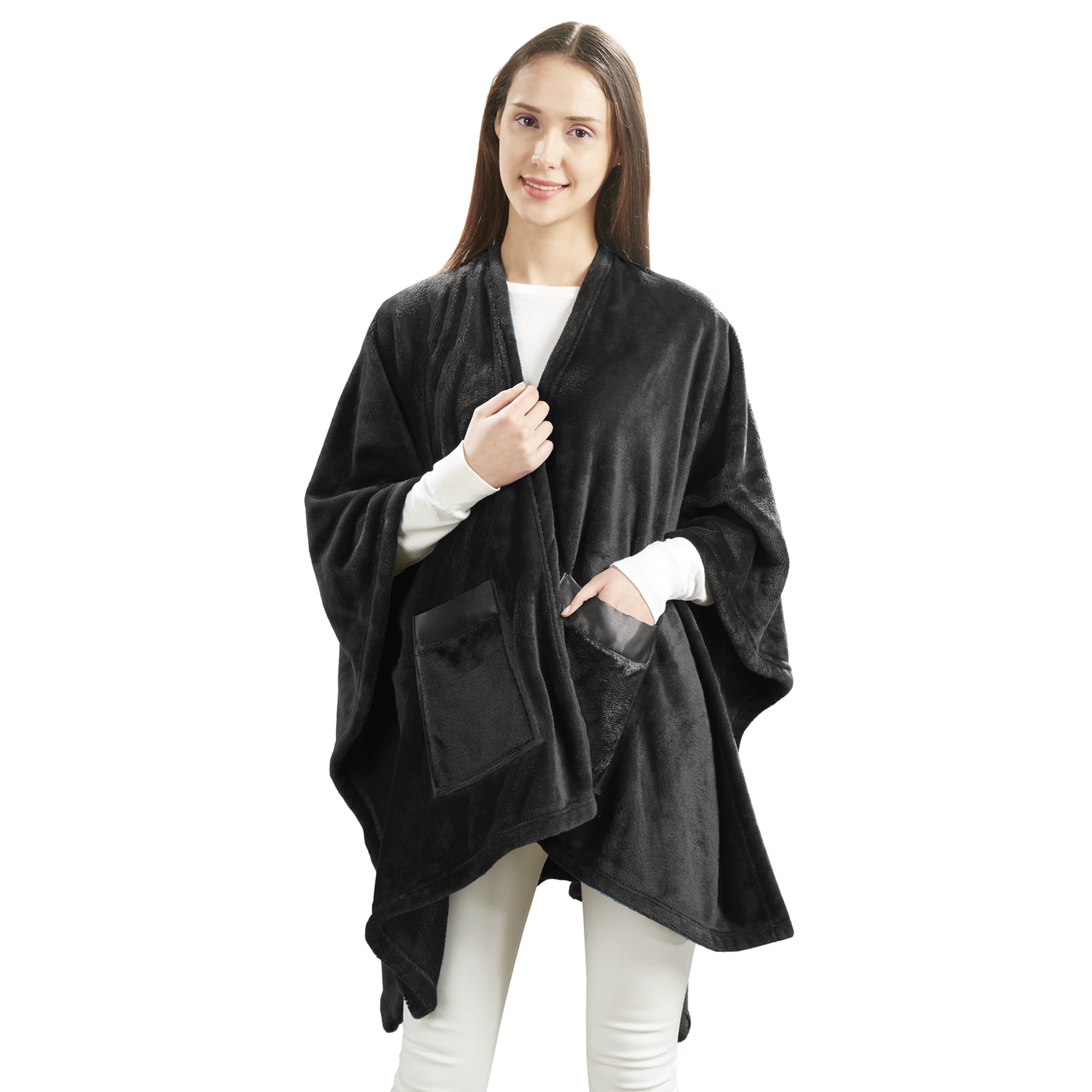 Shxx Angel Wrap Hooded Blanket | Poncho Blanket Wrap With Soft Fleece |  Wearable Blanket Throw Gift With Hood Pockets Cape A1014-338