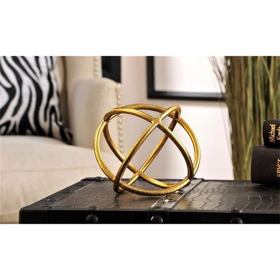 Giftcraft 84920 5. 9 inch Antiqued Gold Cut-Out Metal Orb Table Decor, Small - Pack of 2