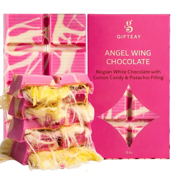 Gifteay Angel Hair Chocolate, Belgian Chocolate Bar with Turkish Cotton Candy & Pistachio Filling, Premium Artisan Dessert Gift 3.5 oz (140g) | White Chocolate