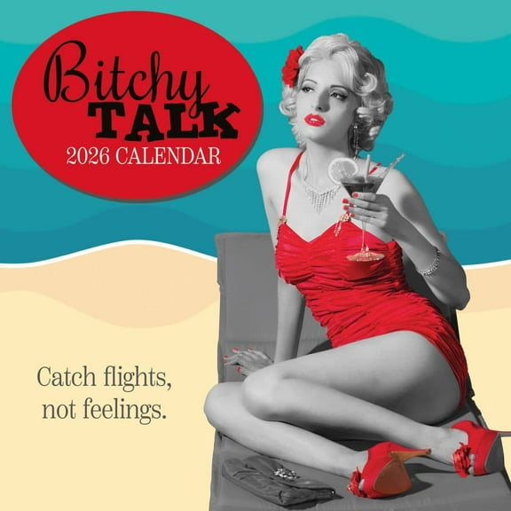 Gifted Stationery Co, Bitchy Talk 2026 Wall Calendar, 12'' X 12'', 16-Month Calendar with Stapled Binding
