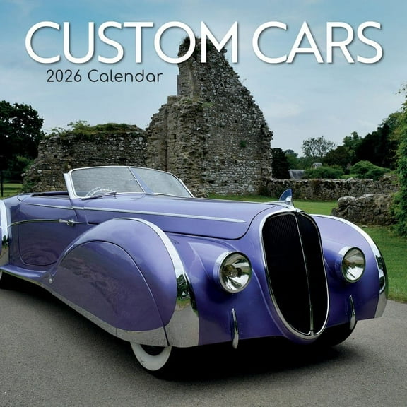 Gifted Stationery Co, Custom Cars 2026 Wall Calendar, 12'' X 12'', 16-Month Calendar with Stapled Binding
