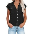 thumbnail image 1 of Giftesty 2024 Women's Summer Casual Fashion Lapel Button-Up Short-sleeved Shirt, 1 of 5