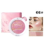 Giftesty 3.5g Pearl Glow Marble Blush, Tricolor Blooming Cheek Makeup