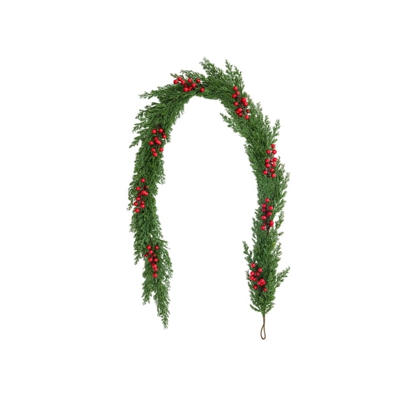 Giftesty 5.9FT Artificial Christmas Garland Wall‑Hanging Decor, Red Berries Wreath for Fireplace & Door Home Holiday Decoration