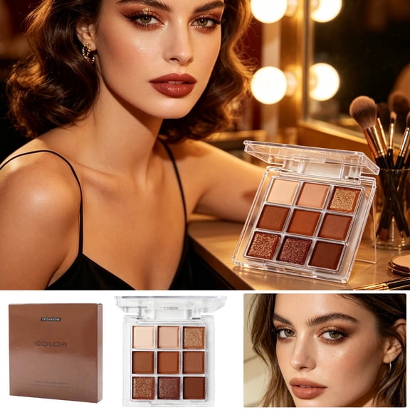 Giftesty 9-Color Matte Pearlescent Eyeshadow Palette 7.2g, Dark Punk Smoky, Nude Neutral & High-Pigment Eye Makeup for Women