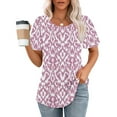 thumbnail image 1 of Giftesty Blouses for Women Dressy Casual Fashionable Women's Casual Short Sleeved Loose Round Neck Printed Top, 1 of 5
