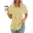 thumbnail image 1 of Giftesty Blouses for Women Dressy Casual Clearance Fashionable Women's Casual Short Sleeved Loose Round Neck Printed Top, 1 of 5