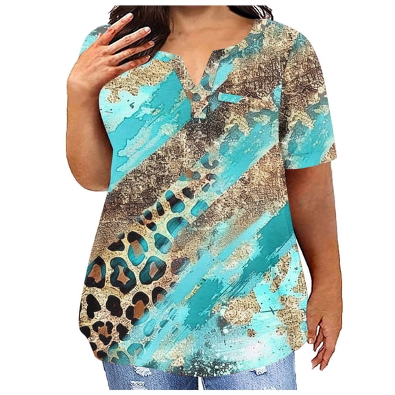 Giftesty Blouses for Women Dressy Casual Plus Size Tops for Women Sexy V-Neck Blouse Lace Casual Loose Summer Short Sleeve Blouse