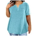 thumbnail image 1 of Giftesty Blouses for Women Dressy Casual Plus Size Tops for Women Sexy V-Neck Blouse Solid Casual Loose Summer Short Sleeve Blouse, 1 of 6