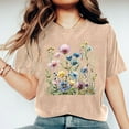 thumbnail image 1 of Giftesty Blouses for Women Dressy Casual Women Mother's Day Gift Mom Flower Print Short Sleeve Round Neck T-shirt Pattern Top, 1 of 7