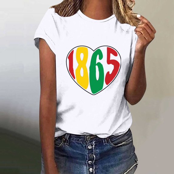 Giftesty Blouses for Women Dressy Casual Women Short Sleeves Letter Print Casual Tops Blouse T-shirt