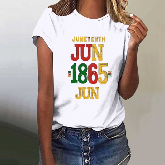 Giftesty Blouses for Women Dressy Casual Women Short Sleeves Letter Print Casual Tops Blouse T-shirt