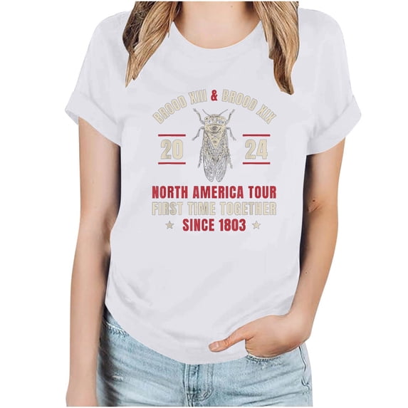 Giftesty Blouses for Women Dressy Casual Women Short Sleeves Letter Print Casual Tops Blouse T-shirt