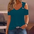 thumbnail image 1 of Giftesty Blouses for Women Dressy Casual Women Summer Sexy T- Shirt Cold Shoulder Pullover Blouse V-Neck Short Sleeve Solid Tops, 1 of 5