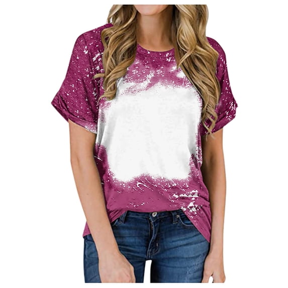 Giftesty Blouses for Women Dressy Casual Women's 2024 Casual Loose and Comfortable Gradient Round Neck Short-sleeved T-shirt