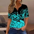 thumbnail image 1 of Giftesty Blouses for Women Dressy Casual Women's Casual Printed Short Sleeve V-Neck Top, 1 of 5