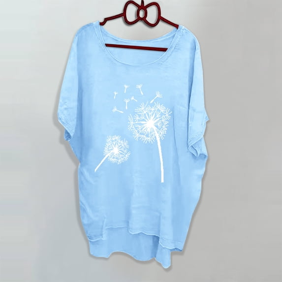 Giftesty Blouses for Women Dressy Casual Women's Casual Round Neck Casual Short Sleeve Blouse Short Sleeve Round Neck Blouse/Shirt