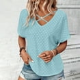 thumbnail image 1 of Giftesty Blouses for Women Dressy Casual Clearance Women's Fashion Solid Color Short-sleeved V-neck Loose Casual Tops, 1 of 8